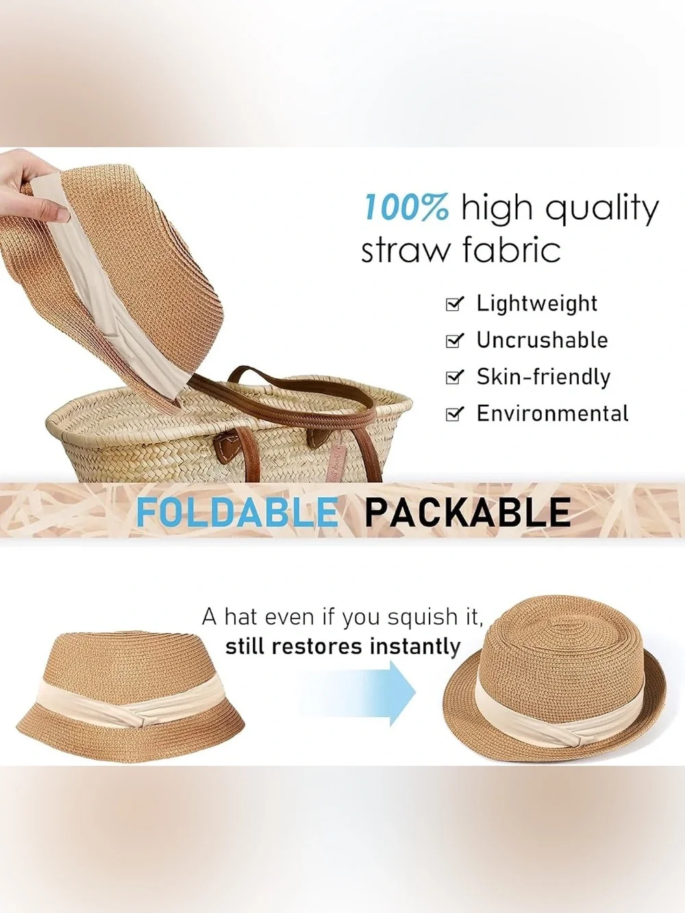 NWT Natural Straw Hat - UV Protection - Beach Hat